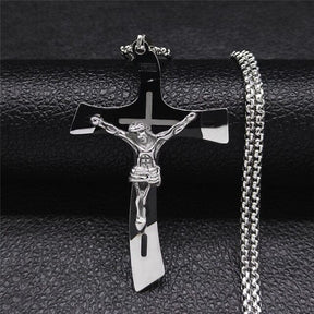 Colar Crucifixo Jesus 1001ultilidads PRETO 