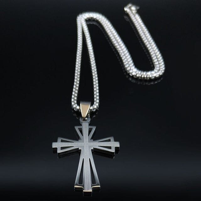 Colar Crucifixo Sobreposto FashionShope Prata 