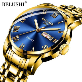 Relógio Masculino BELUSHI Titanium BELUSHI - Relógio FashionShope Dourado e Azul 