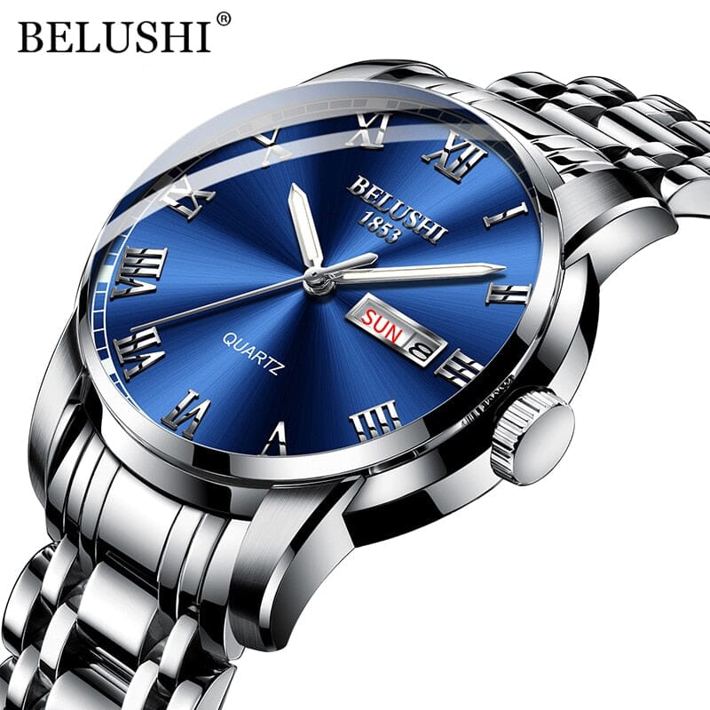 Relógio Masculino BELUSHI Titanium BELUSHI - Relógio FashionShope Prata e Azul 