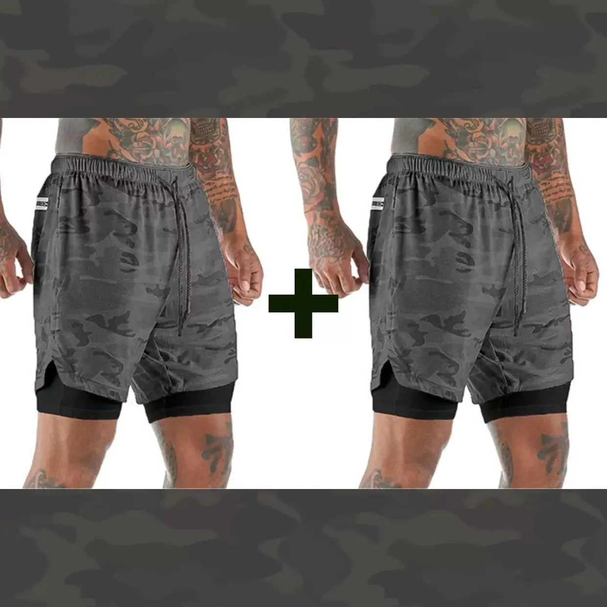 Shorts Masculino DryFit® Dupla Camada - (COMPRE 1 LEVE 2) + Frete Grátis FashionShope MIlitar MIlitar P