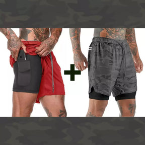 Shorts Masculino DryFit® Dupla Camada - (COMPRE 1 LEVE 2) + Frete Grátis FashionShope MIlitar Vermelho P