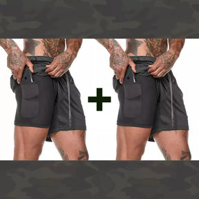 Shorts Masculino DryFit® Dupla Camada - (COMPRE 1 LEVE 2) + Frete Grátis FashionShope Preto Preto P