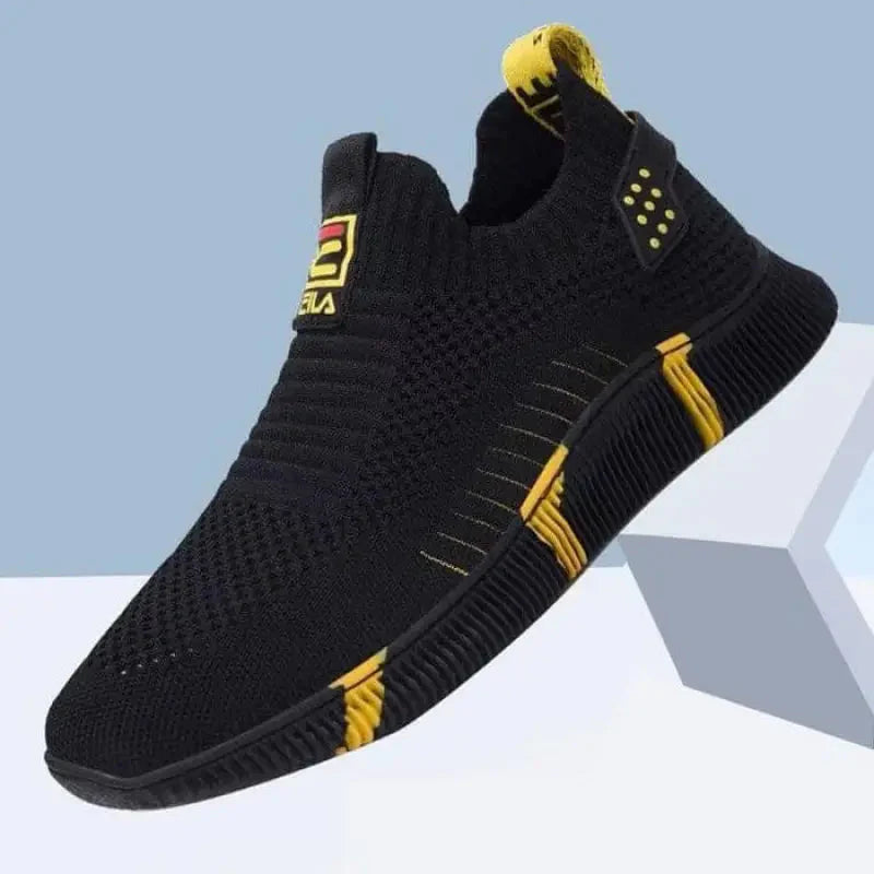 Tênis Masculino Ultra Macio - Confort Premium Calçados Masculinos AlphasMacho Preto/Amarelo 37 